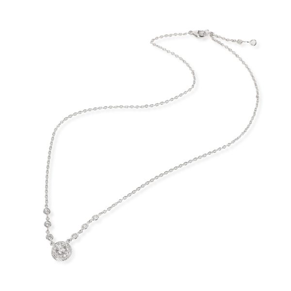 109012 pv Halo Diamond Necklace in 18K White Gold 067 CTW