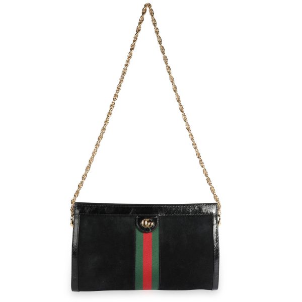 109101 bv 90412001 85fe 4fbd 9c62 8ff7d97bf993 Gucci Black Suede Patent Leather Ophidia Small Shoulder Bag