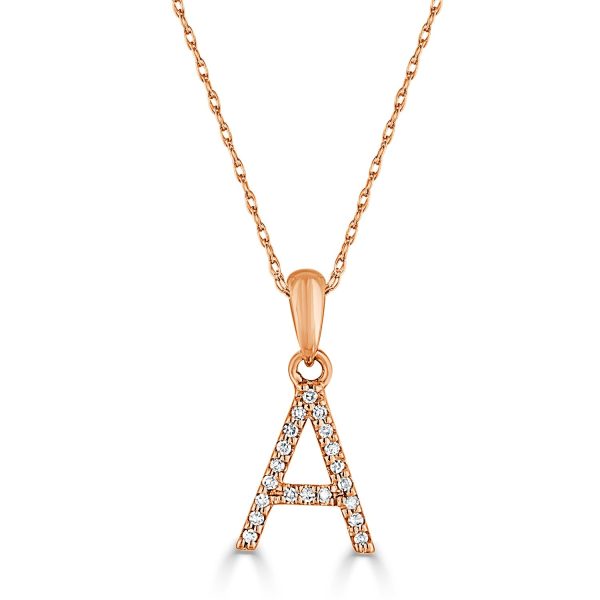 109355 sv 14k Gold Diamond Initial Necklace A