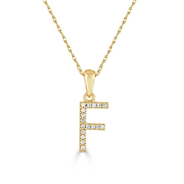 109360 bv 14k White Gold Diamond Initial Necklace F