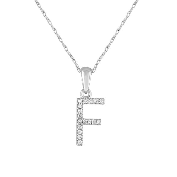 109360 fv 14k White Gold Diamond Initial Necklace F