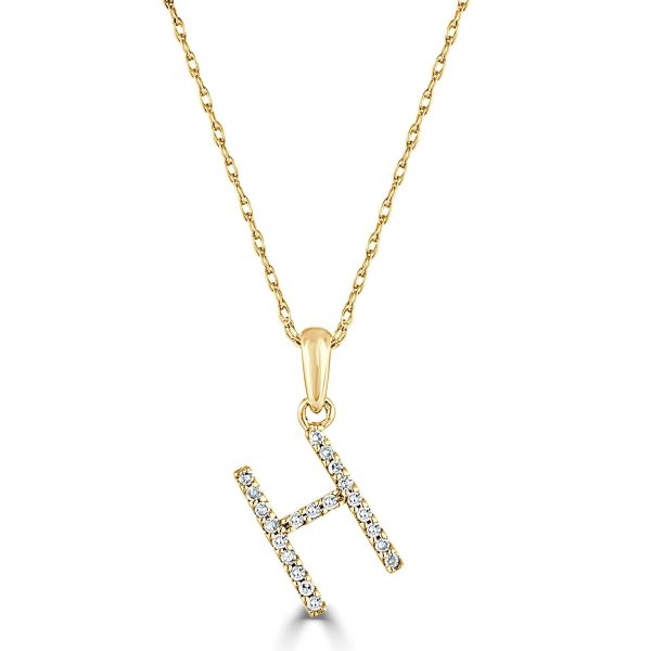 109362 bv 14k White Gold Diamond Initial Necklace H