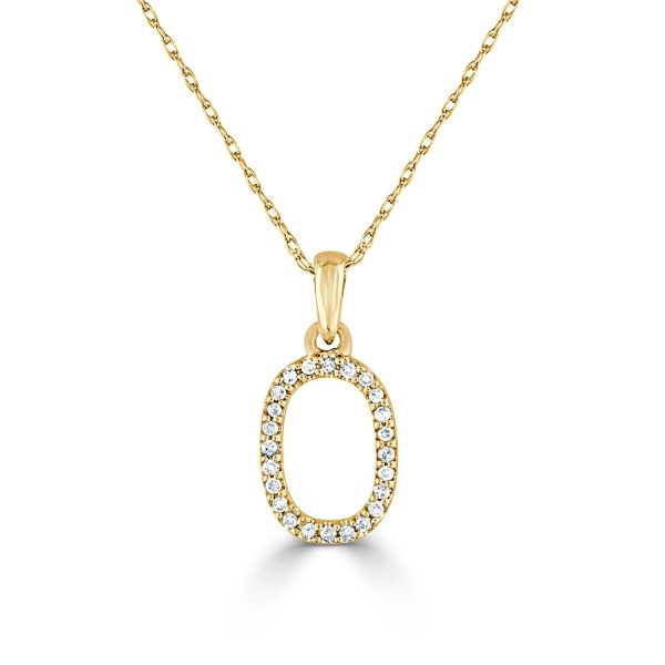 109370 bv Diamond Initial Necklace O in 14K White Gold 006 CTW