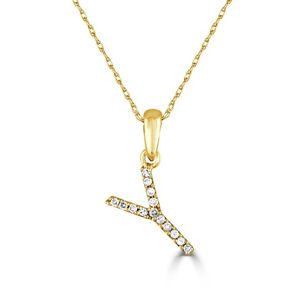 109380 bv 14k White Gold Diamond Initial Necklace Y