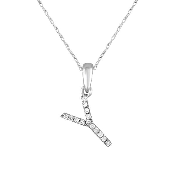 109380 fv 14k White Gold Diamond Initial Necklace Y