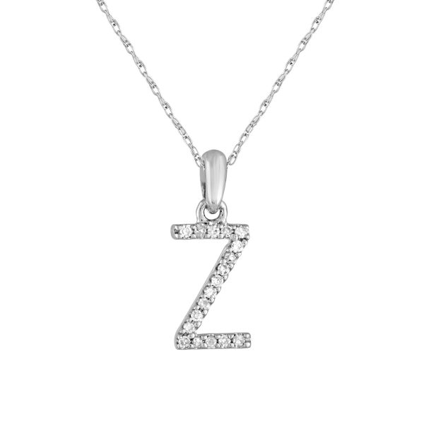 109381 fv White 14k Gold Diamond Initial Necklace Z