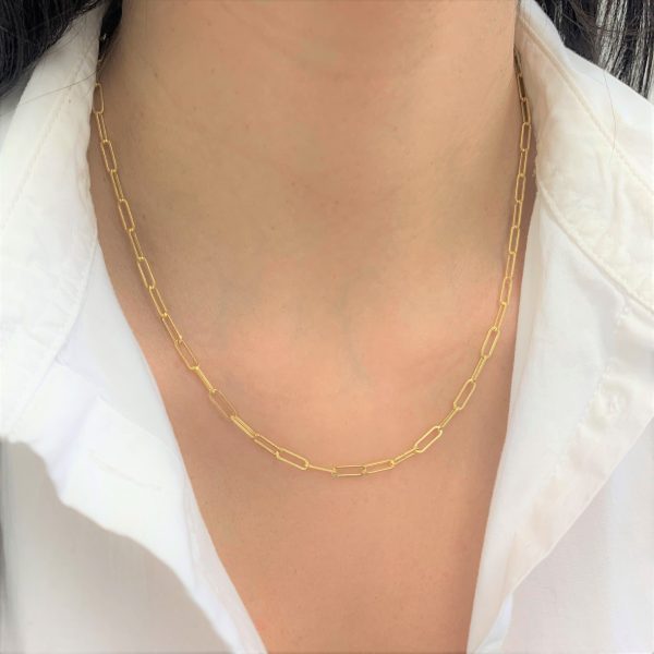 109392 av Paperclip Link Necklace in 14K Yellow Gold