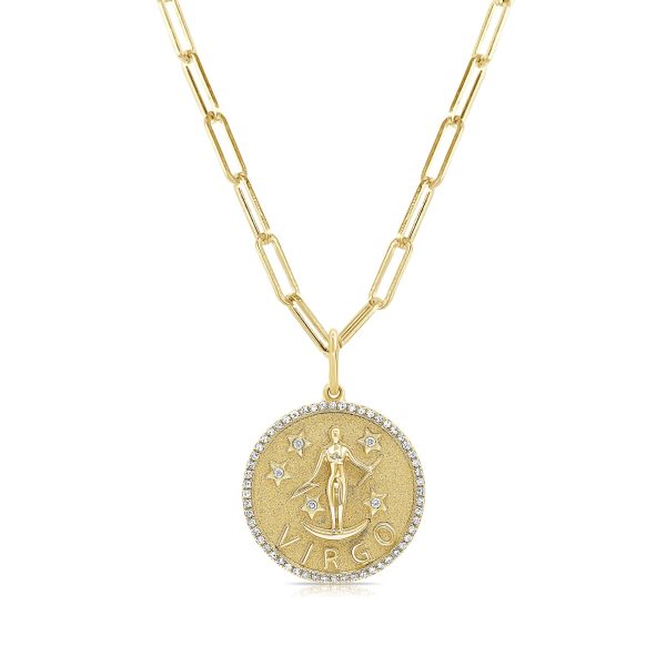 109445 fv 3378f63b e115 47af 985e de36057d5d9d Virgo Zodiac Diamond Necklace in 14KT Yellow Gold