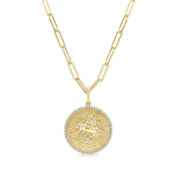 109446 fv Sagittarius Zodiac Diamond Necklace in 14KT Yellow Gold