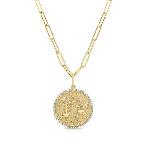 109447 fv 519c4165 3a58 4ab5 bd56 7fbc64d8150a Libra Zodiac Diamond Necklace in 14KT Yellow Gold