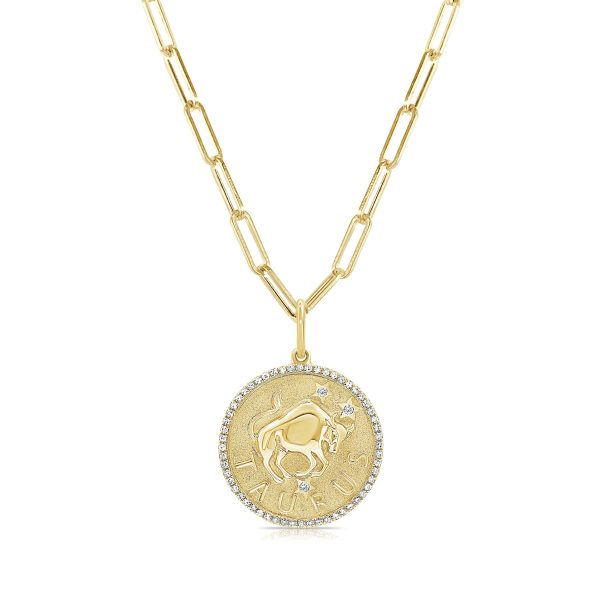 109450 fv f10b27d7 b373 40b7 94e7 0d6bcfce1a3f Taurus Zodiac Diamond Necklace in 14KT Yellow Gold