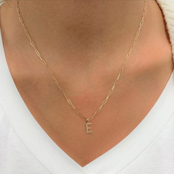 109454 av Diamond Paperclip Initial D Necklace in 14K Yellow Gold