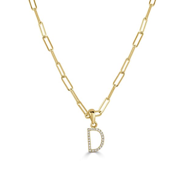 109454 fv 21855178 f821 455b 95c1 9c6ed2208691 Diamond Paperclip Initial D Necklace in 14K Yellow Gold