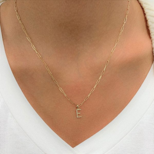 109454 sv 5552e0e2 8245 4bc6 8535 0c18309bcae3 Diamond Paperclip Initial D Necklace in 14K Yellow Gold