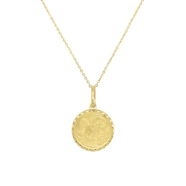 109487 fv Zodiac Aries Necklace in 14K Yellow Gold