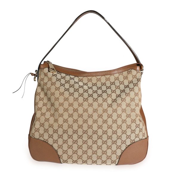 109546 fv 6717618f e03f 402f a5da 0326f07d5a0f Gucci Brown GG Canvas Leather Bree Hobo Bag