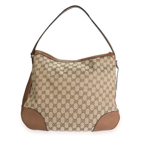 109546 pv 8058e28f f1b2 4827 a1bb 9232810efec0 Gucci Brown GG Canvas Leather Bree Hobo Bag