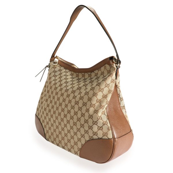 109546 sv af8b1ade 5a1e 43ab bdd7 5353a757a330 Gucci Brown GG Canvas Leather Bree Hobo Bag