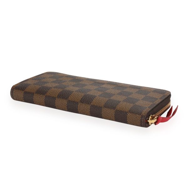 109554 clasp Louis Vuitton Damier Ebene Cherry Clémence Wallet