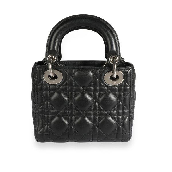 109561 bv Dior Black Cannage Lambskin Mini Lady Dior Bag