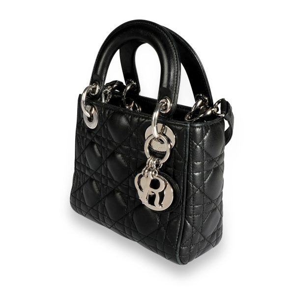 109561 sv Dior Black Cannage Lambskin Mini Lady Dior Bag