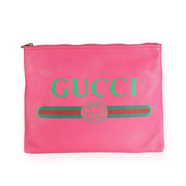 109600 fv Gucci Hot Pink Leather Portfolio Clutch