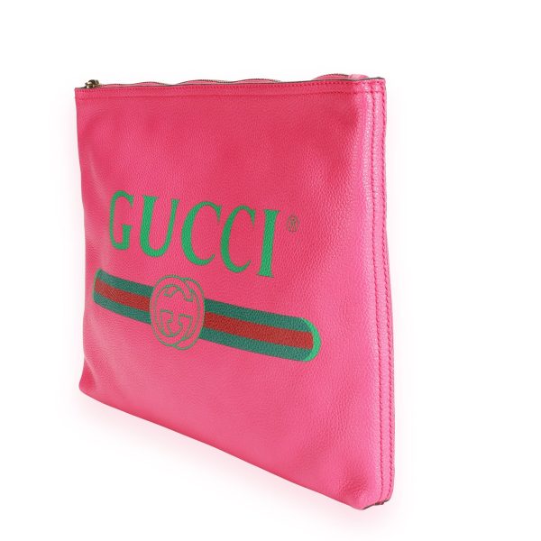 109600 sv Gucci Hot Pink Leather Portfolio Clutch