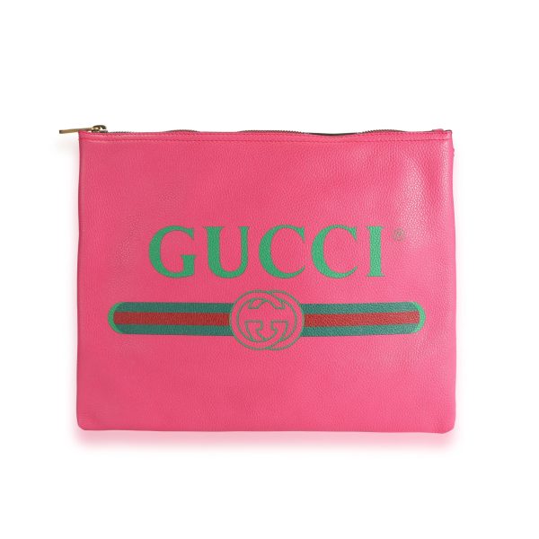 109602 fv Gucci Hot Pink Leather Portfolio Clutch