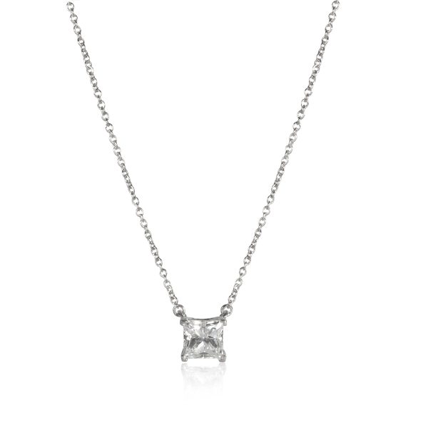 109615 fv Tiffany Co Solitaire Princess Cut Diamond Pendant in Platinum 100 CTW