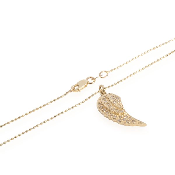 109625 clasp Sydney Evan Angel Wing Pendant in 14K Yellow Gold I J SI2 014 CTW