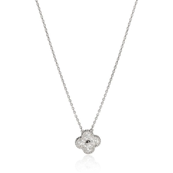 109629 fv Van Cleef Arpels Vintage Alhambra Diamond Pendant in 18K White Gold 048 CTW