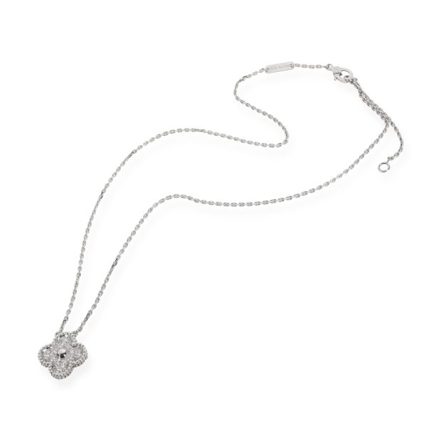 109629 pv Van Cleef Arpels Vintage Alhambra Diamond Pendant in 18K White Gold 048 CTW