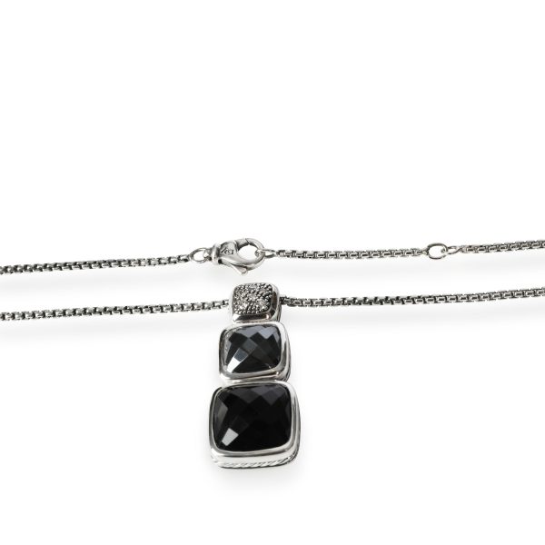 109632 clasp David Yurman Chiclet Hematite Onyx Necklace in Sterling Silver 012 CTW