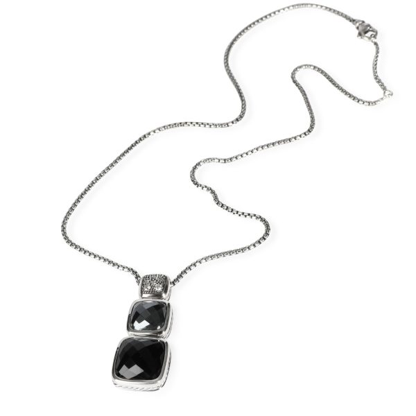 109632 pv David Yurman Chiclet Hematite Onyx Necklace in Sterling Silver 012 CTW