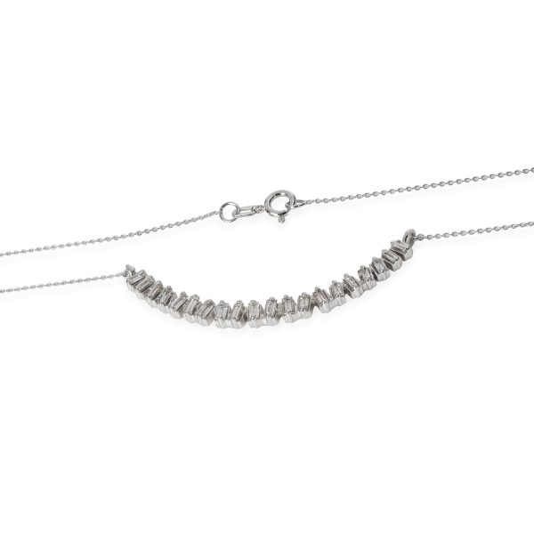 109639 clasp Baguette Smile Diamond Necklace in 10K White Gold F G SI2 I1 075 CTW