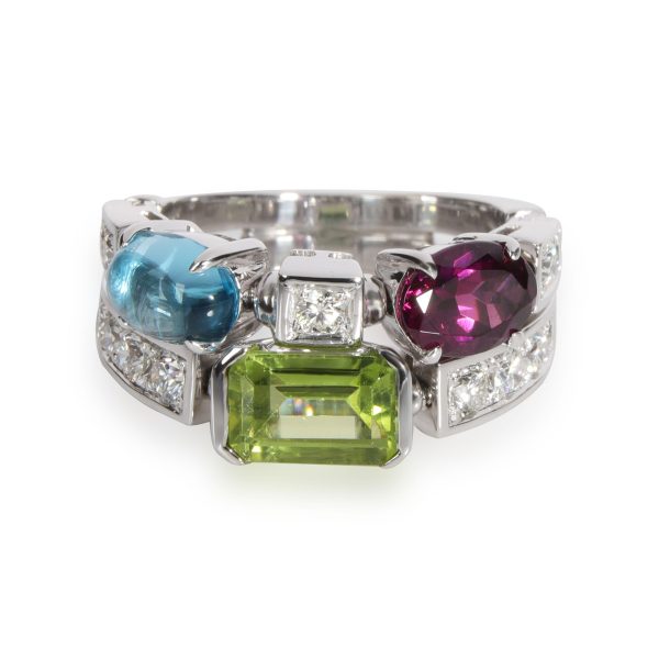 109648 fv Bulgari Allegra Diamond Gemstone Ring in 18K White Gold F G VS 091 CTW