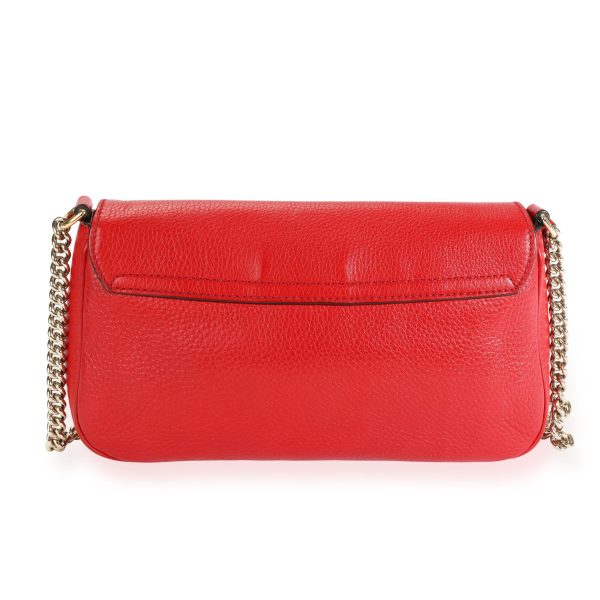 109675 pv d5a71848 d1a8 4593 a0a1 bfa347a34d9e Gucci Red Pebbled Leather Medium Soho Chain Bag