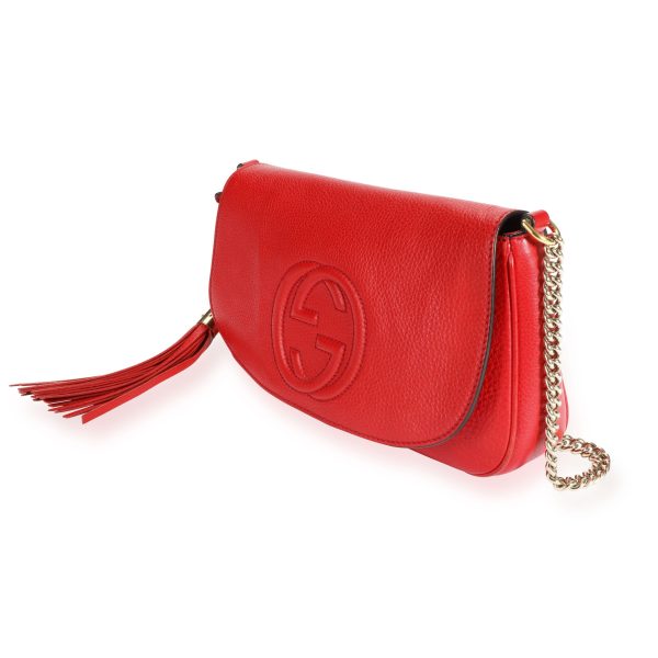 109675 sv 41962e17 0a9b 4a50 ab86 9abfe7c48f95 Gucci Red Pebbled Leather Medium Soho Chain Bag