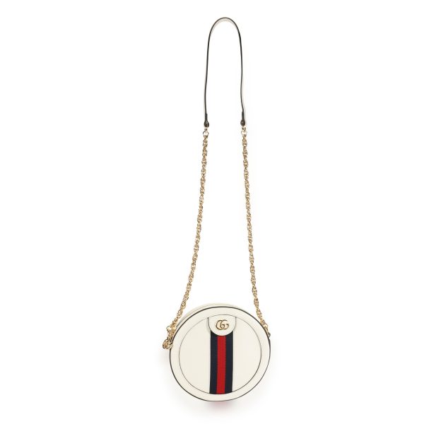 109677 bv Gucci White Leather Web Round Ophidia Mini Bag