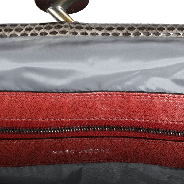 109682 ad2 f4388795 eeaa 4aca a344 282606e9ebec Marc Jacobs Red Leather Gray Snakeskin Stam Bag