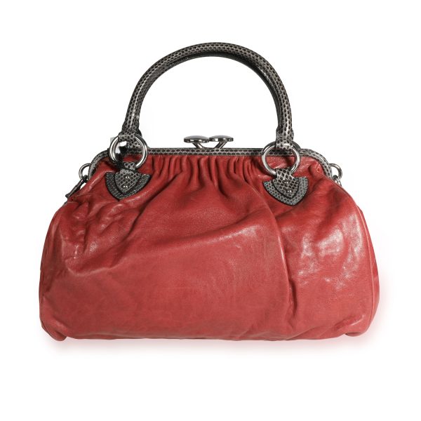 109682 fv e97b37f8 7bfe 41b3 96e8 85661d0865a7 Marc Jacobs Red Leather Gray Snakeskin Stam Bag