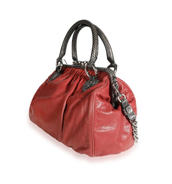 109682 sv 764d9acc cc97 4a5a bcea e1b12606ade1 Marc Jacobs Red Leather Gray Snakeskin Stam Bag