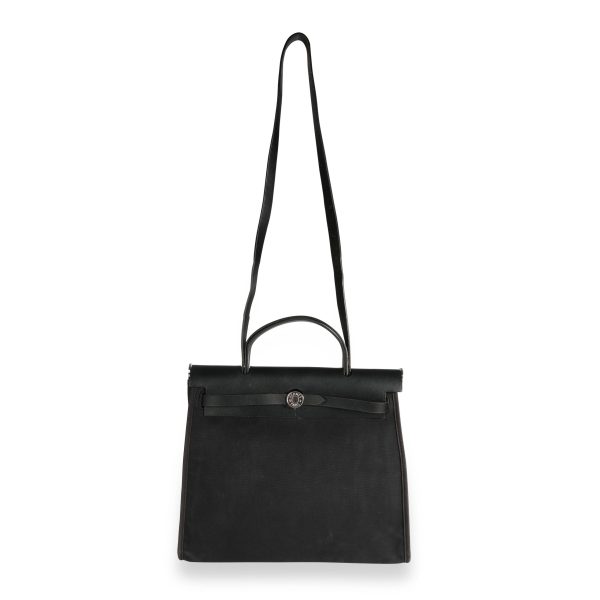 109683 bv Herm√®s Black Toile Vache Hunter Leather Herbag Zip 31