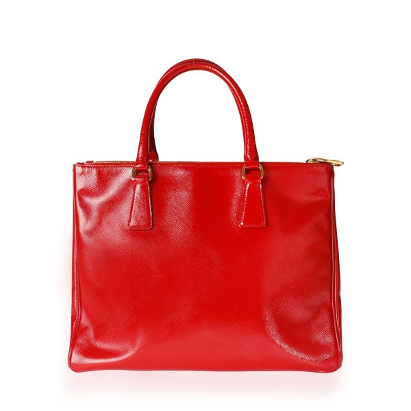 109686 pv f1690356 e2e3 49c8 84e7 cd4fecea1f9f Prada Rosso Vernice Saffiano Leather Medium Double Zip Tote