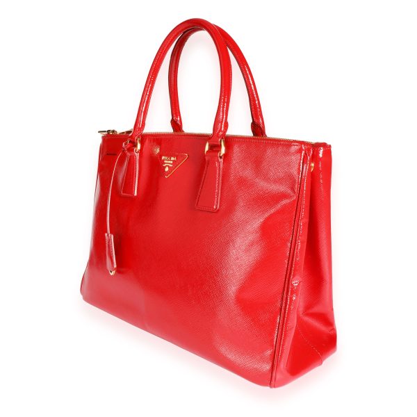 109686 sv 3b61b352 0b67 4960 8d77 f3ce8bb61ede Prada Rosso Vernice Saffiano Leather Medium Double Zip Tote