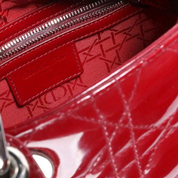 109743 ad2 23ac0e68 6bbc 41e7 9b6b 7e28a9c1877d Dior Red Cannage Quilted Patent Leather Medium Lady Dior Bag