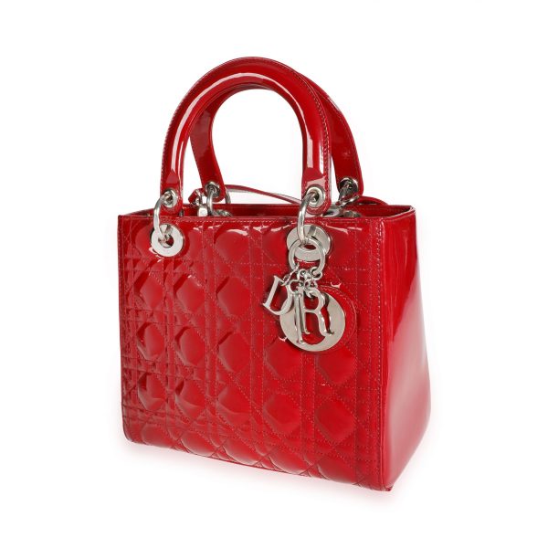 109743 sv 0baf1803 1edc 4958 913e 269c5369ef48 Dior Red Cannage Quilted Patent Leather Medium Lady Dior Bag