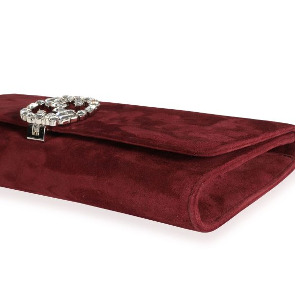 109754 box Gucci Burgundy Suede Crystal Broadway Clutch