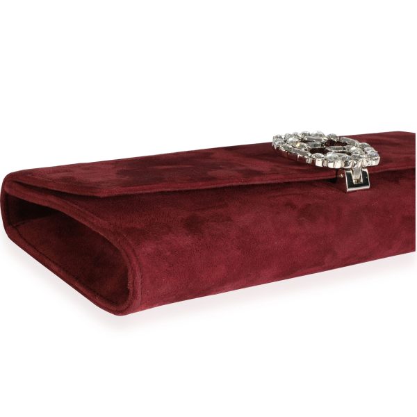 109754 clasp Gucci Burgundy Suede Crystal Broadway Clutch