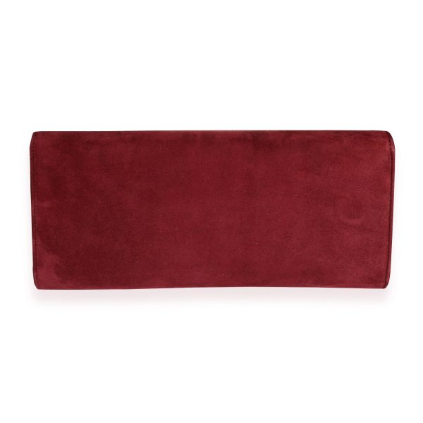 109754 pv Gucci Burgundy Suede Crystal Broadway Clutch